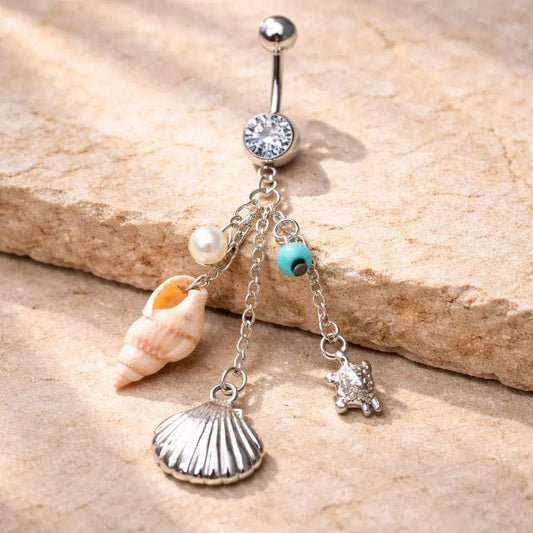 Surgical Steel Beach Charms Dangle Belly Button Navel Ring Belly Button Ring Skin Metals
