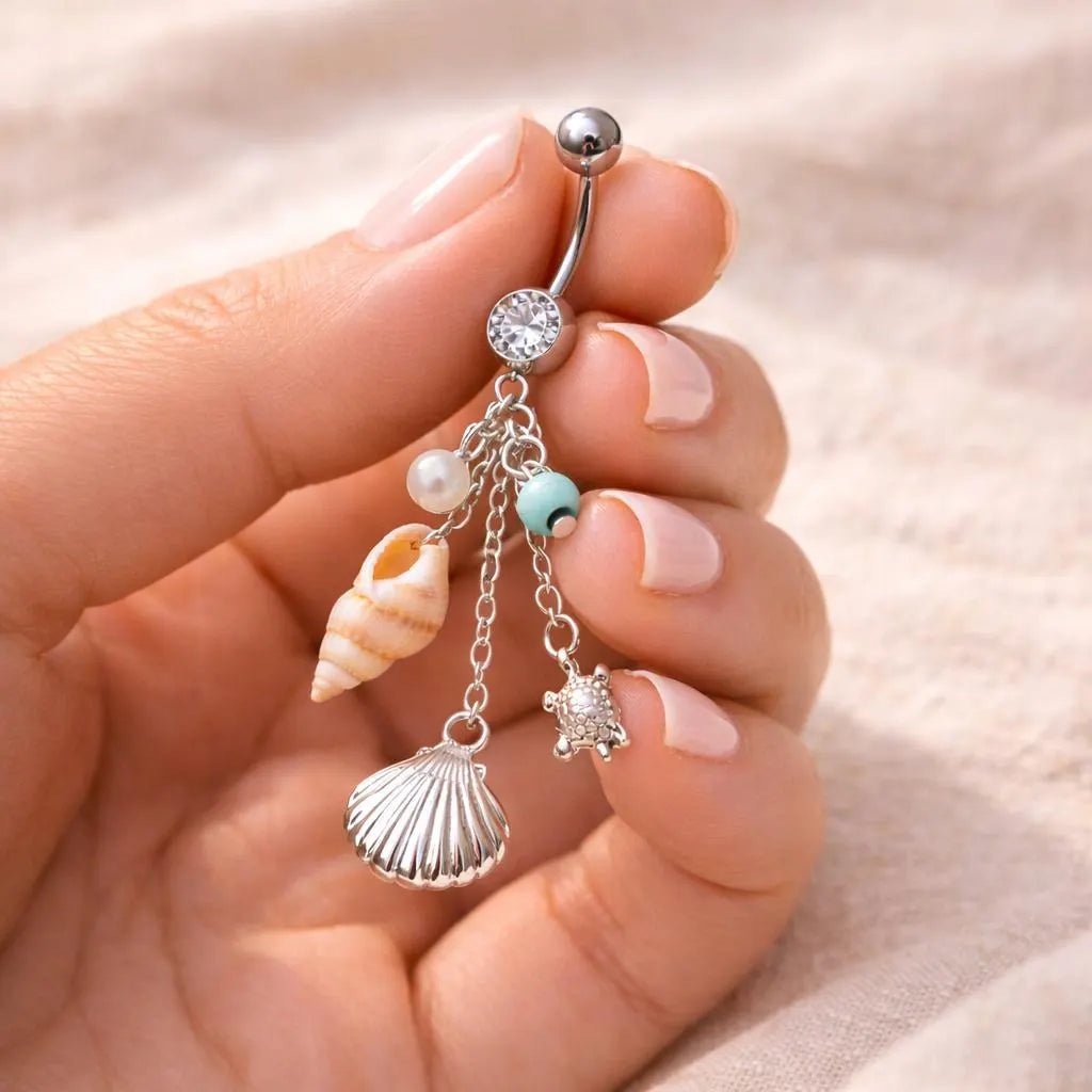 Surgical Steel Beach Charms Dangle Belly Button Navel Ring Belly Button Ring Skin Metals