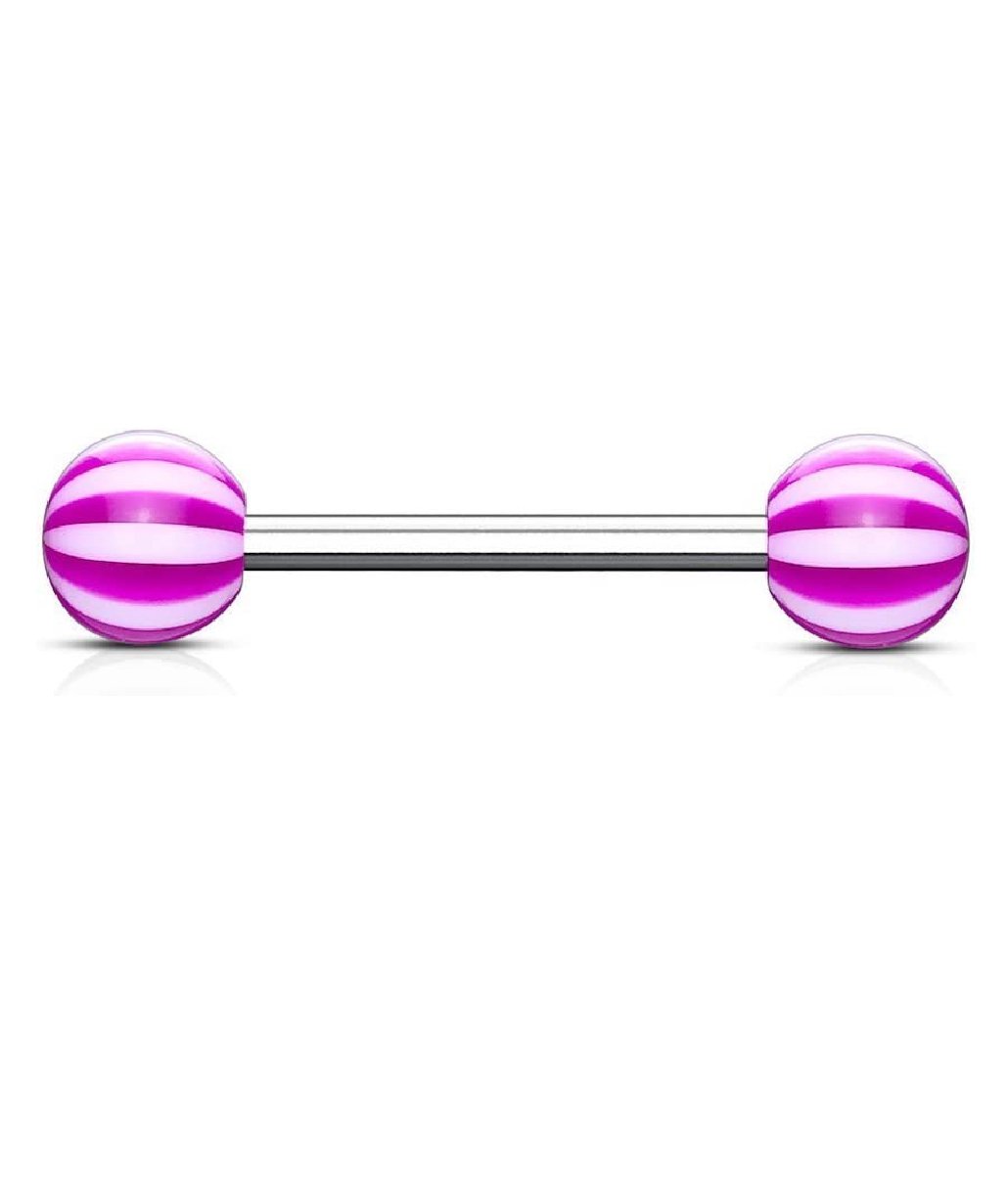 Surgical Steel Candy Stripe Acrylic Ball Barbells Barbell Impulse Piercings Purple