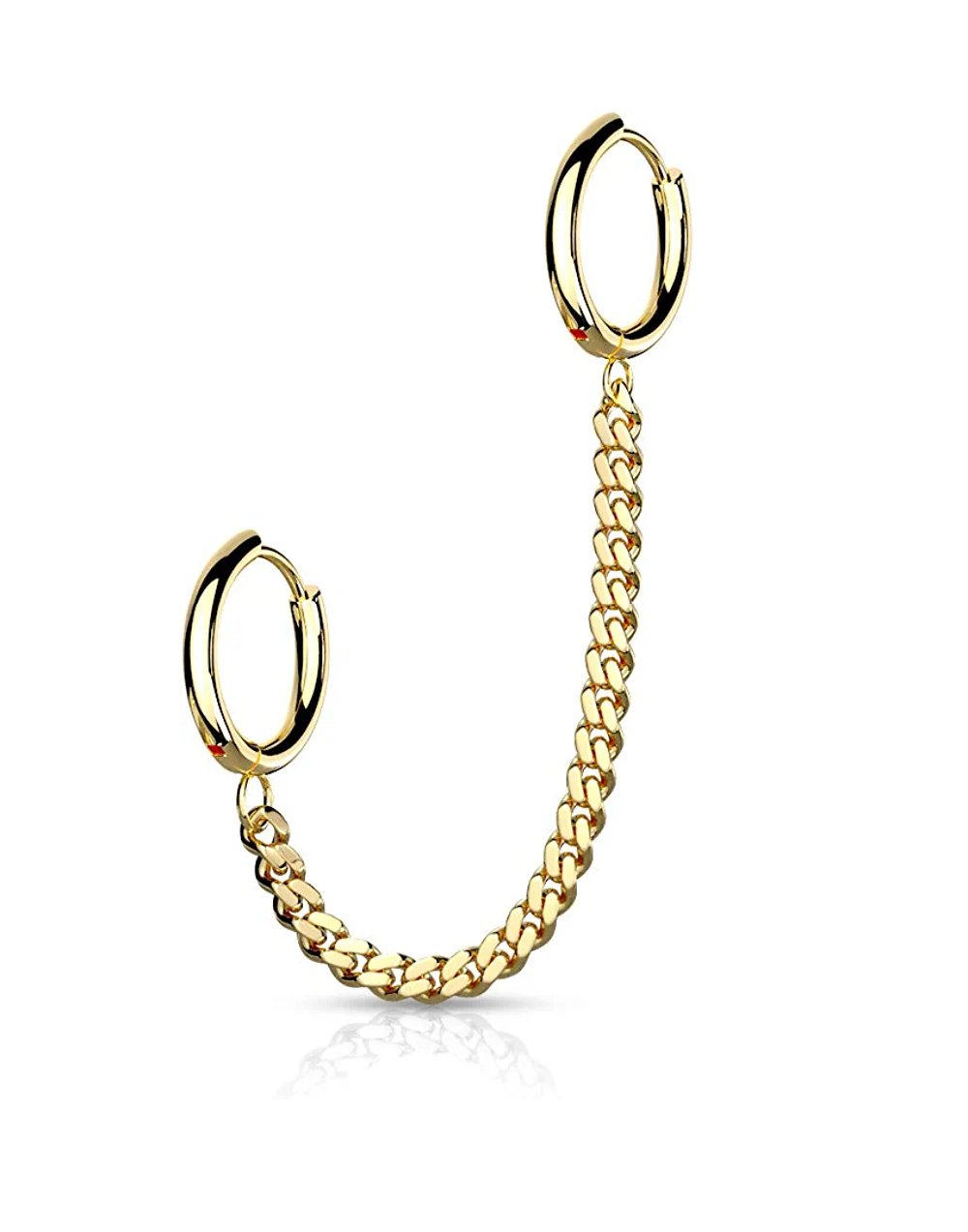 Surgical Steel Chain Linked Round Clicker Ear Hoops Cartilage Impulse Piercings Gold