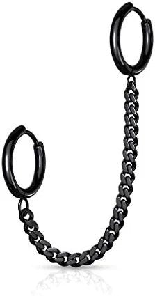 Surgical Steel Chain Linked Round Clicker Ear Hoops Cartilage Impulse Piercings Black