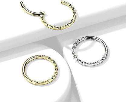 Surgical Steel Chevron Cut Front Hinged Segment Ring Nose Ring, cartilage ring Impulse Piercings