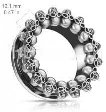 Surgical Steel Circle of Skulls Screw Fit Flesh Tunnel Plugs Impulse Piercings