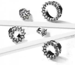 Surgical Steel Circle of Skulls Screw Fit Flesh Tunnel Plugs Impulse Piercings