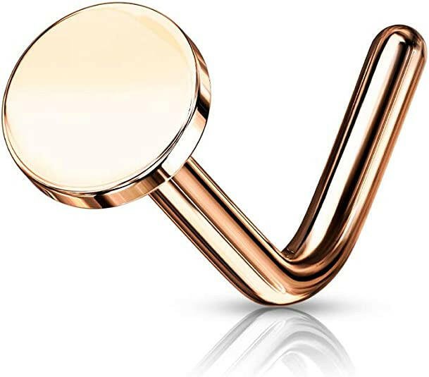 Surgical Steel Circular Flat Top L Shaped Nose Ring Nose Ring Impulse Piercings Rose Gold