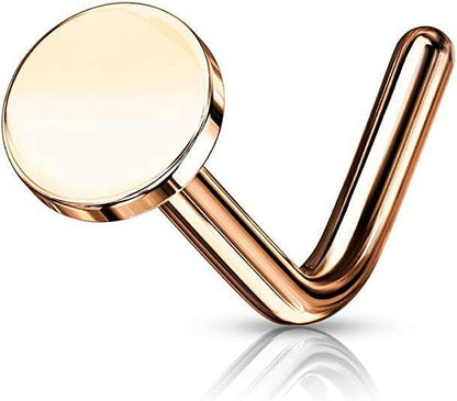 Surgical Steel Circular Flat Top L Shaped Nose Ring Nose Ring Impulse Piercings Rose Gold