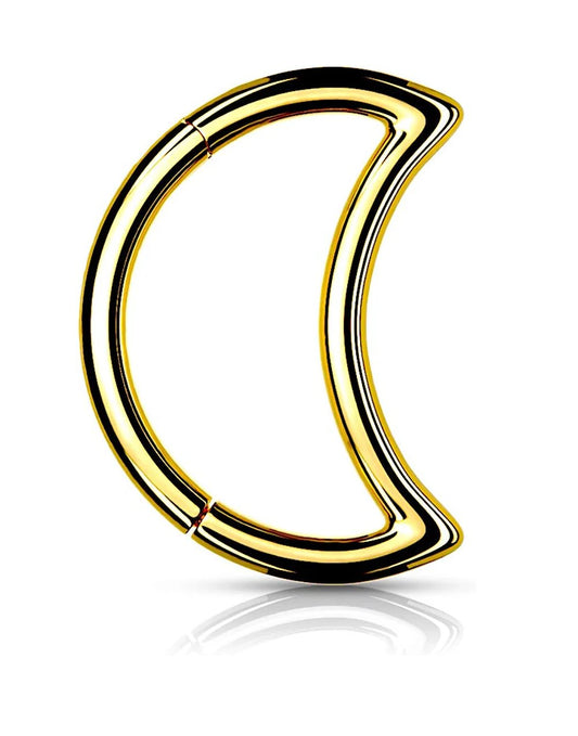 Surgical Steel Crescent Hinged Segment Hoop Ring Nose Ring, cartilage ring Impulse Piercings 18GA Length: 8mm Gold