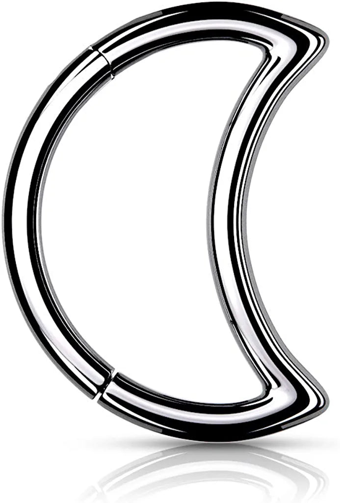 Surgical Steel Crescent Hinged Segment Hoop Ring Nose Ring, cartilage ring Impulse Piercings 18GA Length: 8mm Steel