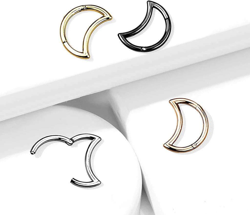 Surgical Steel Crescent Hinged Segment Hoop Ring Nose Ring, cartilage ring Impulse Piercings