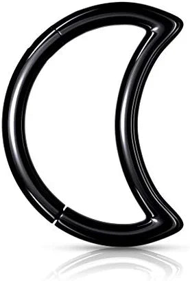 Surgical Steel Crescent Hinged Segment Hoop Ring Nose Ring, cartilage ring Impulse Piercings 18GA Length: 8mm Black