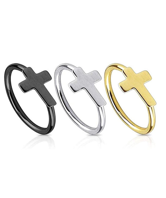 Surgical Steel Cross IP Over Nose Ring Nose Ring Impulse Piercings Gold