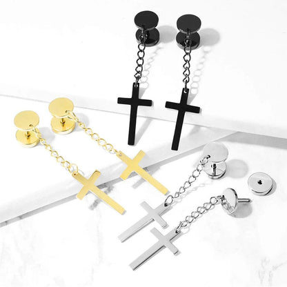 Surgical Steel Cross on Chain Dangle Fake Plugs Fake Plug Impulse Piercings