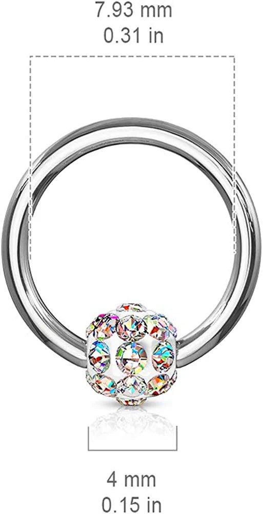 Surgical Steel Crystal Paved Ferido Ball Captive Bead Ring Captive Bead Impulse Piercings