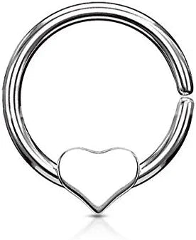 Surgical Steel Cut Ring with Removable Steel heart Annealed Bendable Nose Septum and Ear Cartilage Hoops Septum Ring Impulse Piercings 18GA Length: 8mm Steel