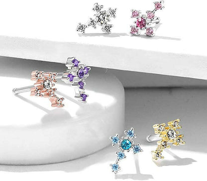 Surgical Steel CZ Cross Nose Bone Stud Rings Nose Ring Impulse Piercings