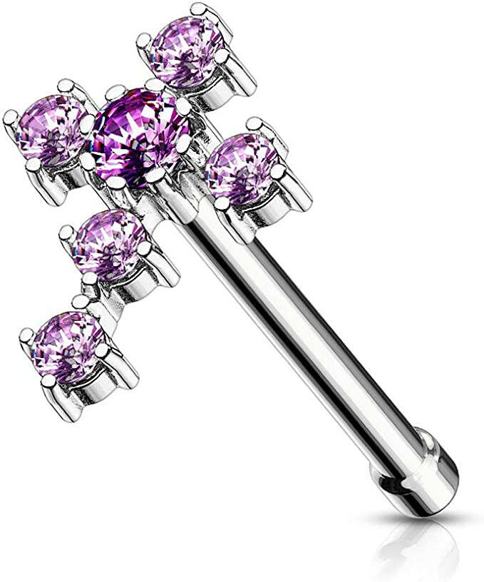 Surgical Steel CZ Cross Nose Bone Stud Rings Nose Ring Impulse Piercings