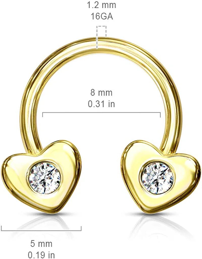 Surgical Steel CZ Hearts Ends Circular Horseshoe Circular Barbell Impulse Piercings