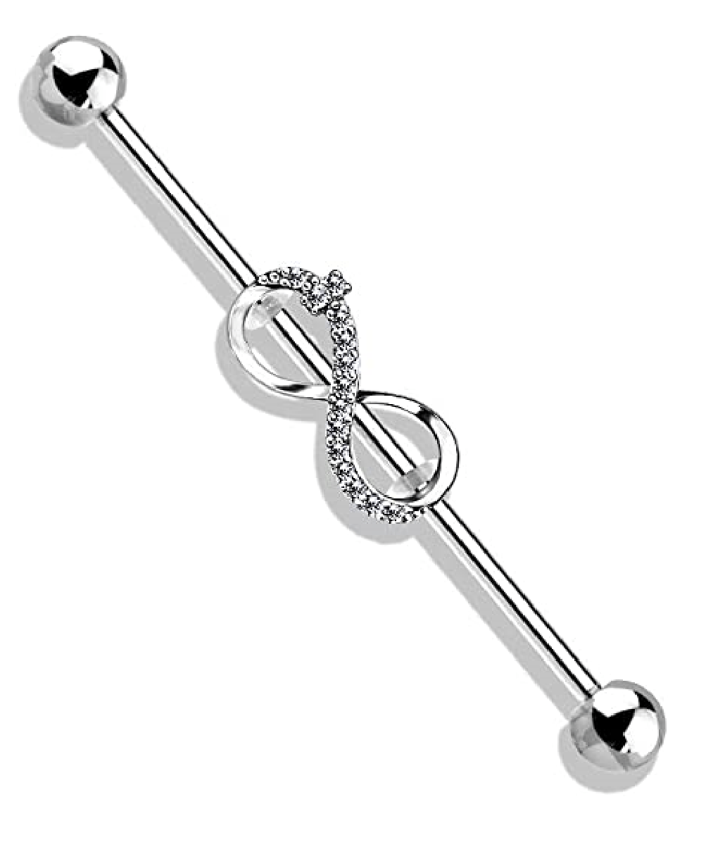 Surgical Steel CZ Paved Infinity Industrial Barbell Industrial Barbell Impulse Piercings Clear