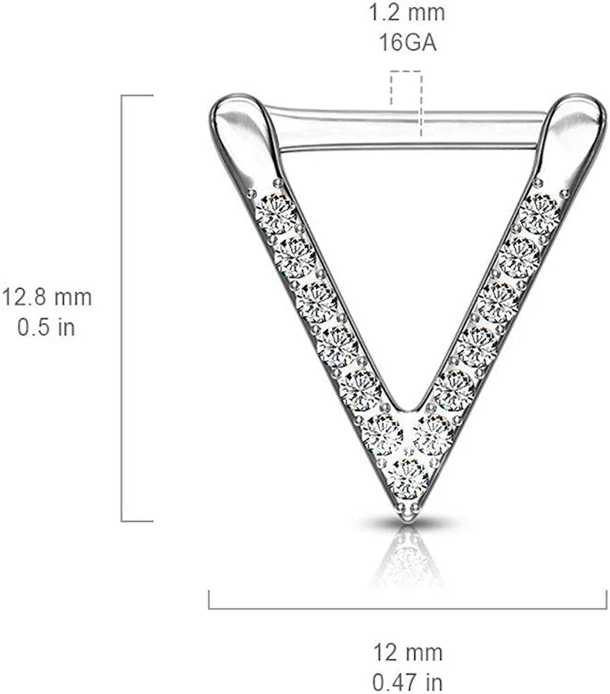 Surgical Steel CZ Paved Triangle Clicker for Septum Ear Cartilage Septum Ring Impulse Piercings