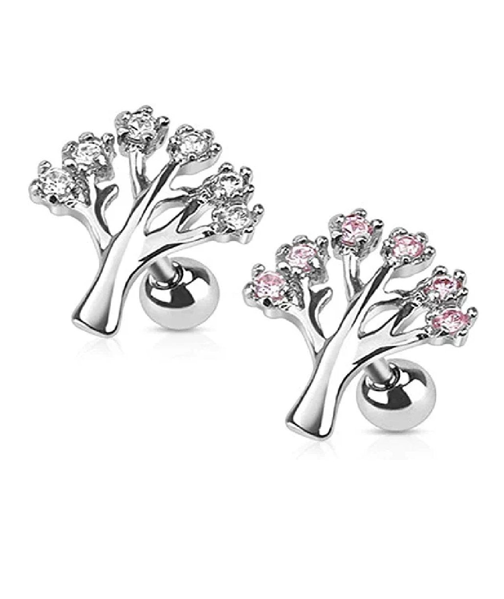 Surgical Steel CZ Tree Cartilage Tragus Barbells Cartilage Earring Impulse Piercings Clear