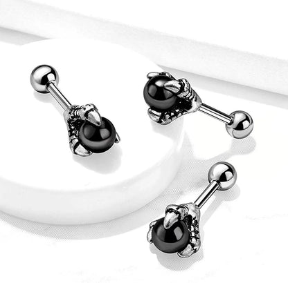 Surgical Steel Dragon Claw Holding Black Ball Cartilage Tragus Barbell Studs Barbell Impulse Piercings