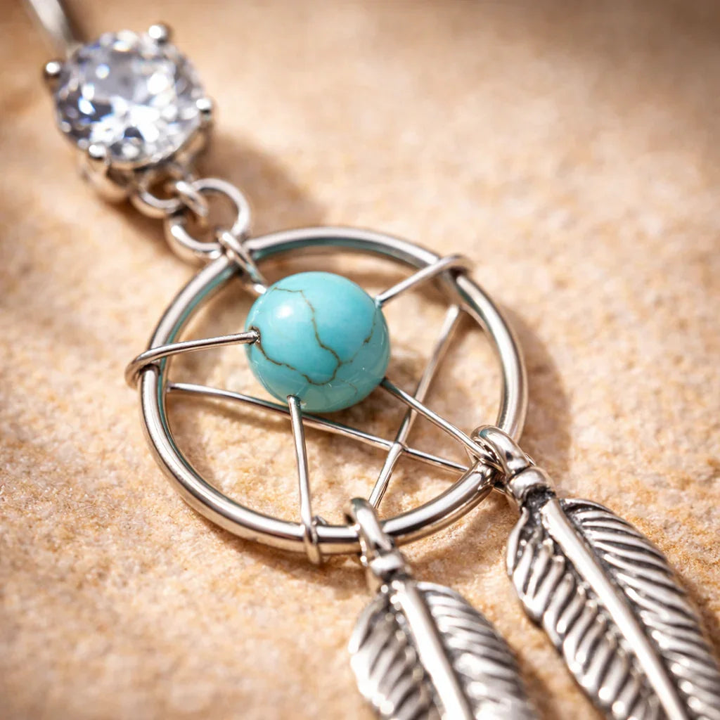 Surgical Steel Dream Catcher Belly Button Navel Ring Belly Button Ring Skin Metals