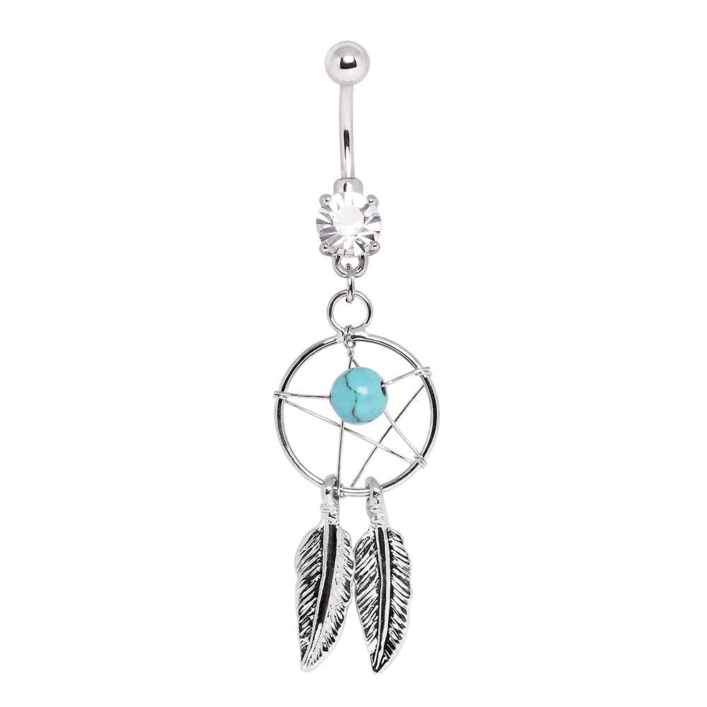 Surgical Steel Dream Catcher Belly Button Navel Ring - Skin Metals