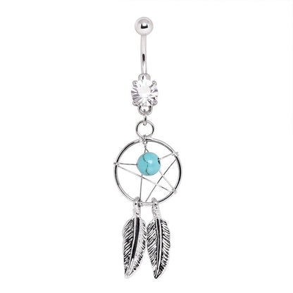 Surgical Steel Dream Catcher Belly Button Navel Ring - Skin Metals