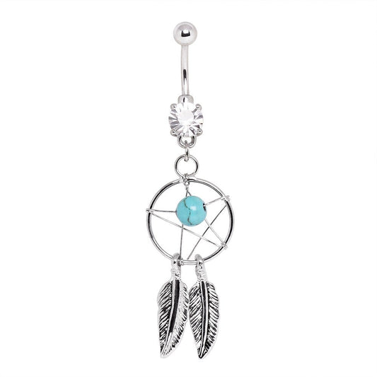 Surgical Steel Dream Catcher Belly Button Navel Ring - Skin Metals