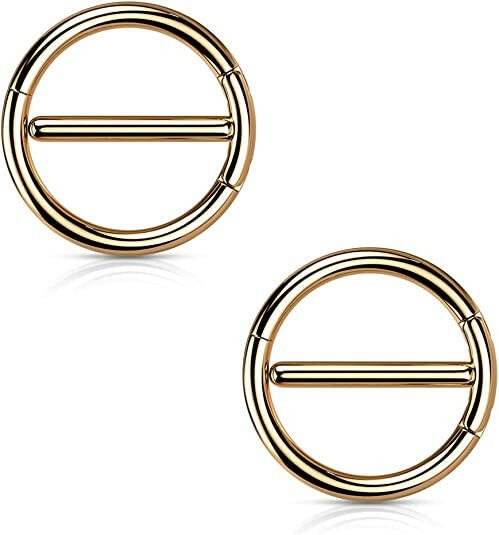 Surgical Steel Dual Hinge Nipple Rings Nipple Ring Impulse Piercings Rose Gold