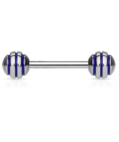 Surgical Steel Epoxy Stripe Barbells Barbell Impulse Piercings Blue