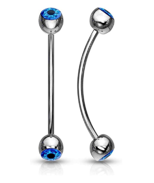 Surgical Steel Eyeball Inlaid Ball Ends for Snake Eye Piercing Curved Barbells Eyebrow Ring Impulse Piercings Blue