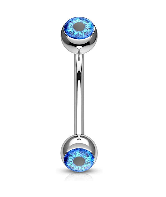 Surgical Steel Eyeball Inlaid Curved Barbells for Eyebrow Eyebrow Ring Impulse Piercings Blue