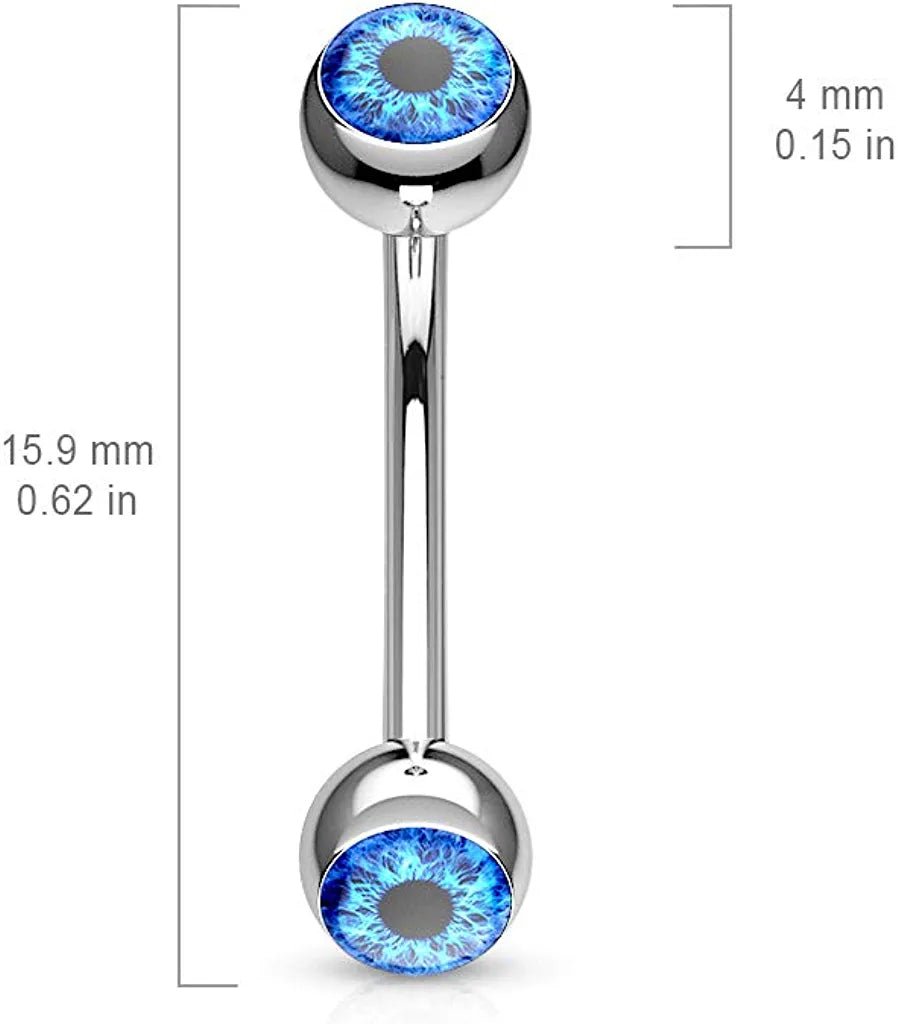 Surgical Steel Eyeball Inlaid Curved Barbells for Eyebrow Eyebrow Ring Impulse Piercings