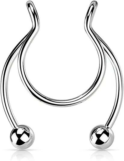 Surgical Steel Fake Clip On Horseshoe for Septum Nipple and Ear Nipple Ring Impulse Piercings Steel