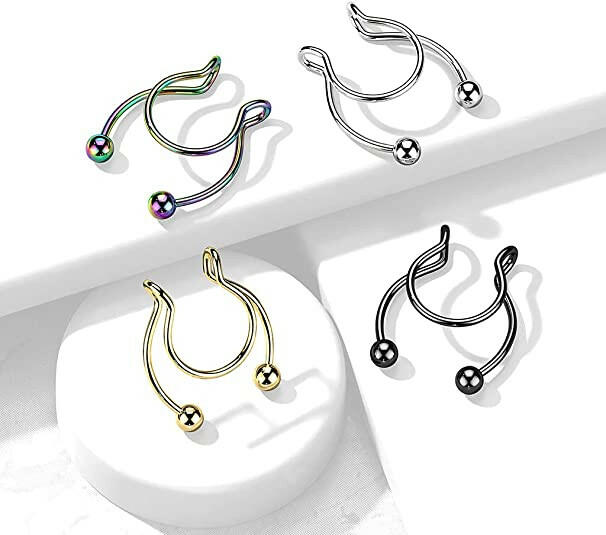 Surgical Steel Fake Clip On Horseshoe for Septum Nipple and Ear Nipple Ring Impulse Piercings