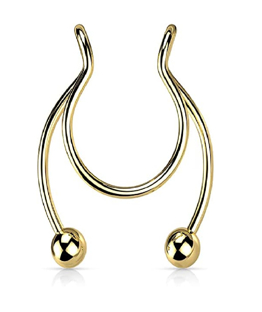 Surgical Steel Fake Clip On Horseshoe for Septum Nipple and Ear Nipple Ring Impulse Piercings Gold