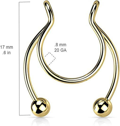 Surgical Steel Fake Clip On Horseshoe for Septum Nipple and Ear Nipple Ring Impulse Piercings