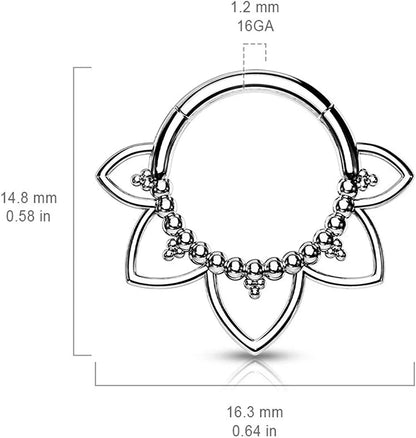 Surgical Steel Filigree Hinged Segment Hoop Ring Nose Ring, cartilage ring Impulse Piercings