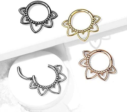 Surgical Steel Filigree Hinged Segment Hoop Ring Nose Ring, cartilage ring Impulse Piercings