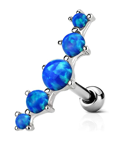 Surgical Steel Five Opal Tragus Cartilage Barbell Cartilage Earring Impulse Piercings Blue