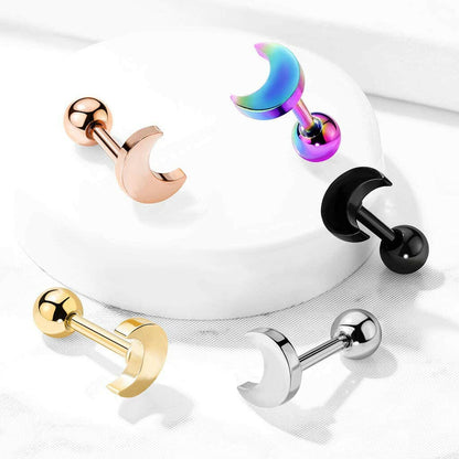 Surgical Steel Flat Crescent Moon Top Cartilage Tragus Barbell Studs Cartilage Impulse Piercings