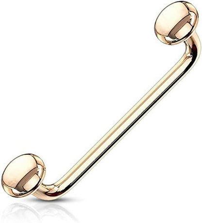 Surgical Steel Flat Disc Ends 90 Degree Bent Staple for Surface and Snake Eye Barbells Tongue Piercings Curved Barbell Skin Metals Rose Gold