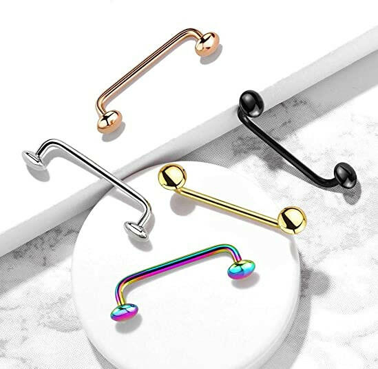 Surgical Steel Flat Disc Ends 90 Degree Bent Staple for Surface and Snake Eye Barbells Tongue Piercings Tongue Rings Impulse Piercings