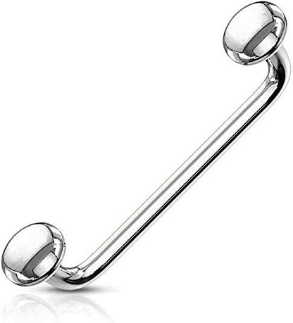 Surgical Steel Flat Disc Ends 90 Degree Bent Staple for Surface and Snake Eye Barbells Tongue Piercings Curved Barbell Skin Metals Steel