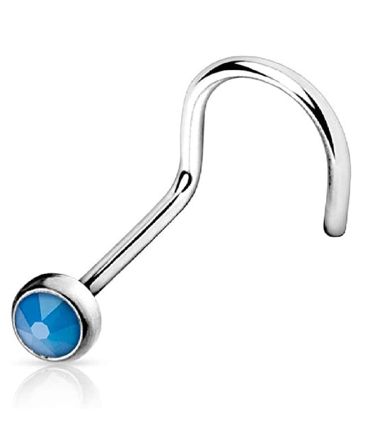 Surgical Steel Flat Top Press Fit Opalite Stone Nose Screw Rings Nose Ring Impulse Piercings Blue