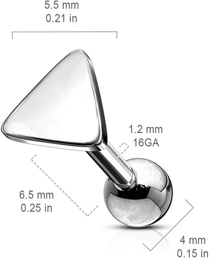 Surgical Steel Flat Triangle Top Cartilage Tragus Barbell Studs Cartilage Earring Impulse Piercings