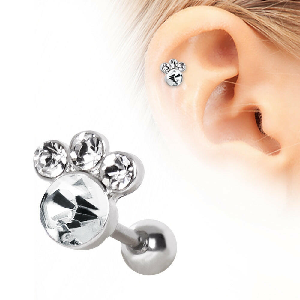 Surgical Steel Gemmed Animal Paw Cartilage Earring