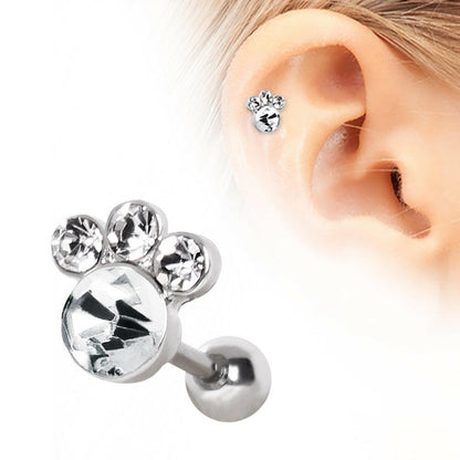 Surgical Steel Gemmed Animal Paw Cartilage Earring Cartilage Earring Impulse Piercings