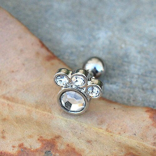 Surgical Steel Gemmed Animal Paw Cartilage Earring